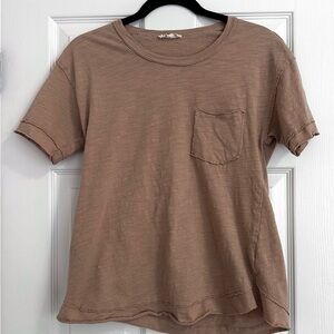 Casual Brown Beige Short Sleeve Tee